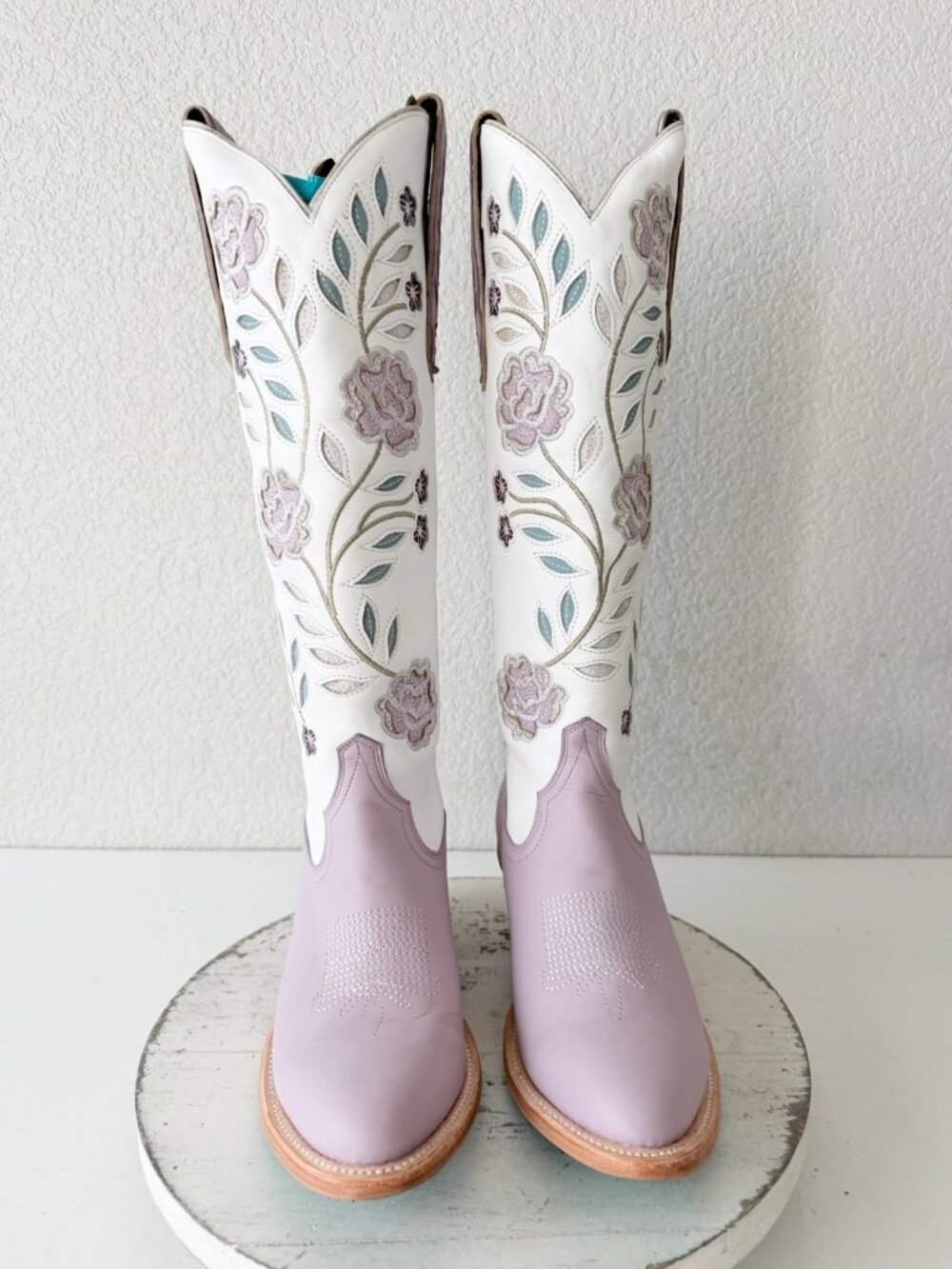 Lane KENZIE Knee High Womens Cowboy Boots Purple White Western Cowgirl Tall 8.5 - Picture 6 of 13